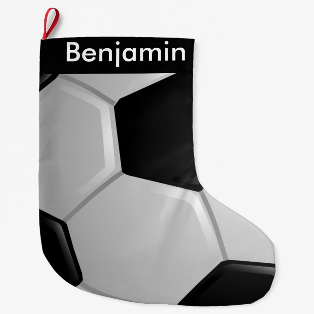 Grande Chaussette De Noël Balle de soccer Conception Grande réserve de Noël (Devant)