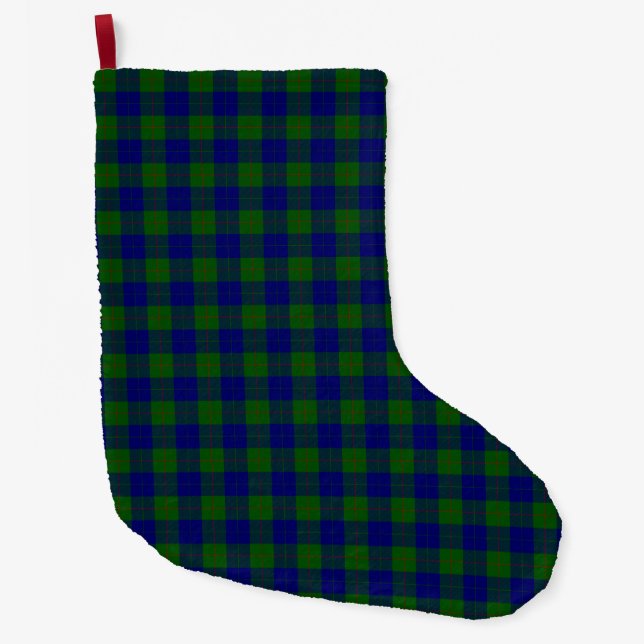 Grande Chaussette De Noël Barclay clan tartan bleu vert plaid (Devant)