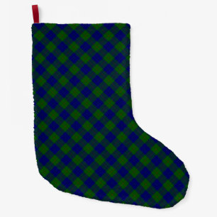 Grande Chaussette De Noël Barclay tartan bleu vert plaid