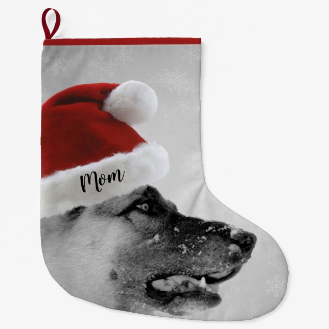 Grande Chaussette De Noël Bas adorable de Noël de berger allemand (Devant)