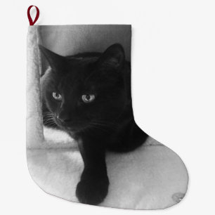 Grande Chaussette De Noël Bas curieux de chat noir