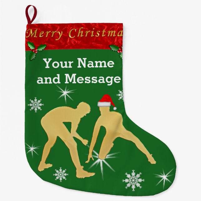Grande Chaussette De Noël Bas de lutte personnalisés de Noël (Devant)