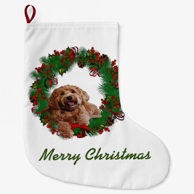 Grande Chaussette De Noël Bas de Noël avec le griffonnage d'or (Devant)