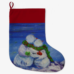 Grande Chaussette De Noël Bas de Noël de bonhomme de neige de Romancing