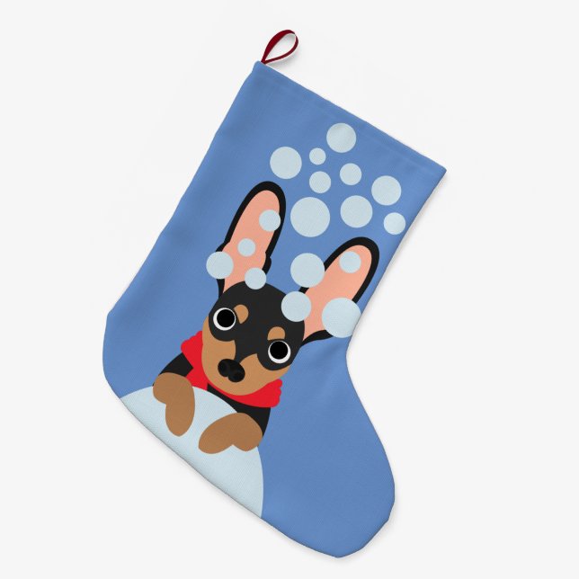 Grande Chaussette De Noël Bas de Noël de Pinscher de dobermann de Milou (Devant (Accrochage))