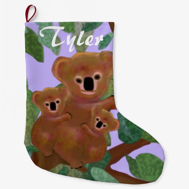 Grande Chaussette De Noël Bas de Noël d'eucalyptus de koala (Devant)