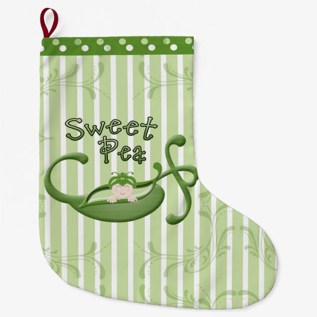 Grande Chaussette De Noël Bas de pois doux (Devant)