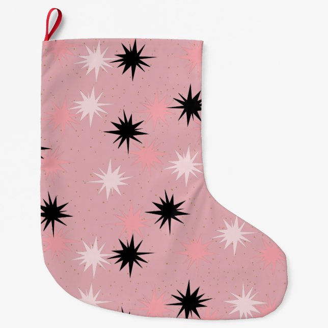Grande Chaussette De Noël Bas rose atomique de Noël de Starbursts (Devant)