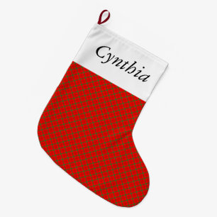 Grande Chaussette De Noël Bas rouge et vert de tartan de plaid de Noël