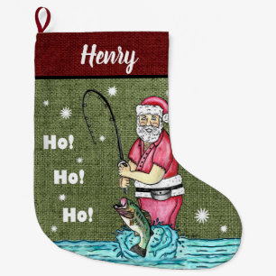 Grande Chaussette De Noël Bass Fishing Santa Claus