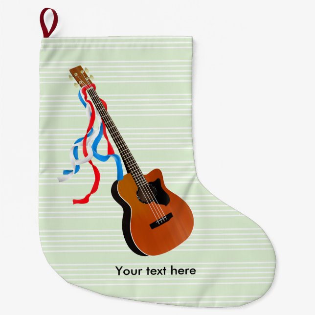 Grande Chaussette De Noël Basse acoustique Guitare Musique américaine (Devant)