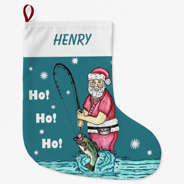 Grande Chaussette De Noël Basse Pêche Santa Claus (Devant)