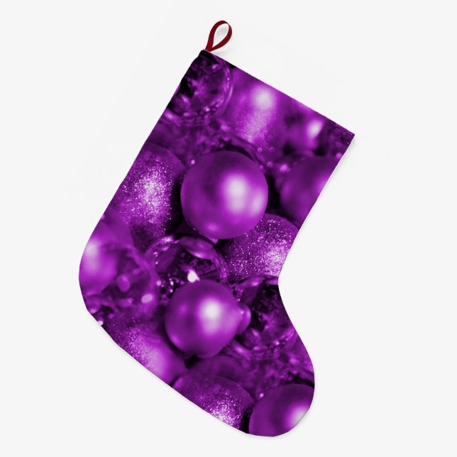 Grande Chaussette De Noël Baubles de Noël pourpres (Devant (Accrochage))