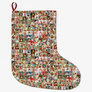 Grande Chaussette De Noël Beaucoup de Santas Vintages