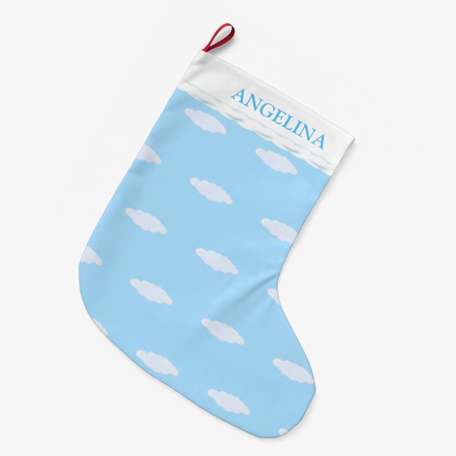 Grande Chaussette De Noël Beaux nuages (Devant (Accrochage))