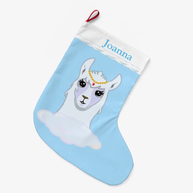 Grande Chaussette De Noël Belle Llama (Devant (Accrochage))