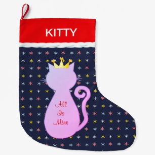 Grande Chaussette De Noël Belle Silhouette de Chat