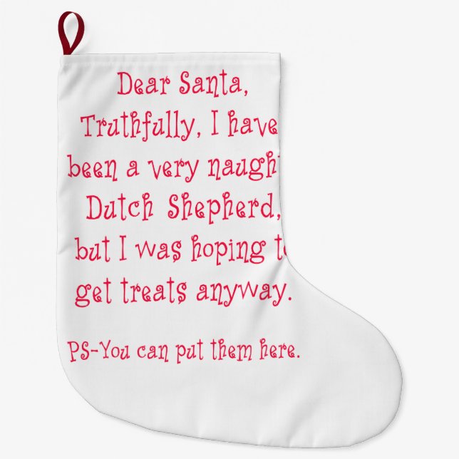 Grande Chaussette De Noël Berger néerlandais vilain (Devant)