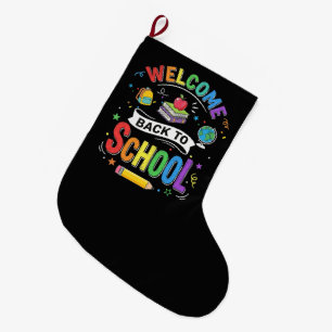 Grande Chaussette De Noël Bienvenue à l'école les enfants Enseignant Premier