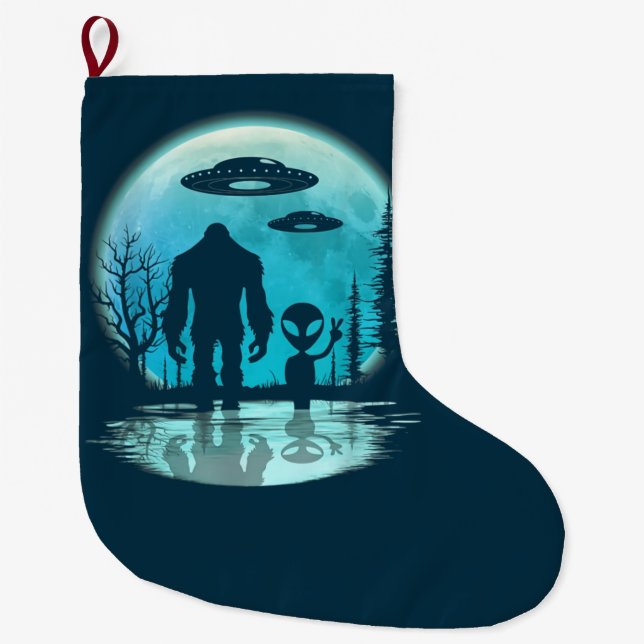 Grande Chaussette De Noël Bigfoot Alien OVNI Divulgation Conspiration Don (Devant)
