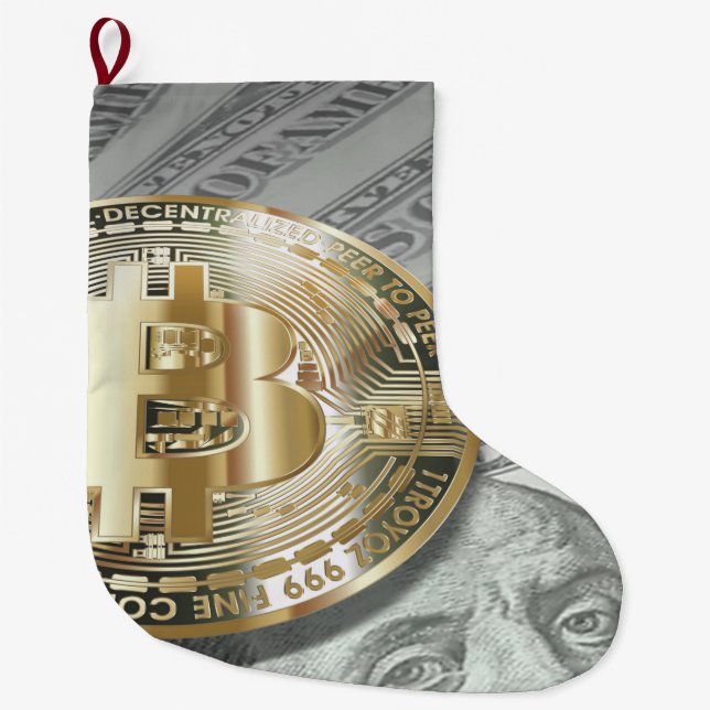 Grande Chaussette De Noël Bitcoin Dollar Facture argent Design (Devant)