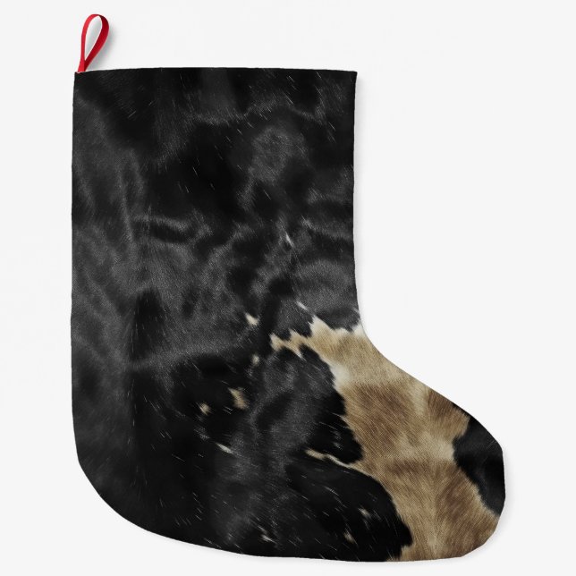 Grande Chaussette De Noël Black Champagne Gold Cowhide (Devant)