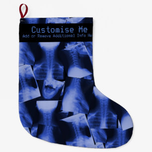 Grande Chaussette De Noël Bleu électromagnétique radiographié
