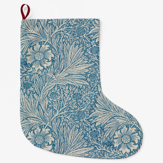 Grande Chaussette De Noël Blue Marigolds (par William Morris) (Devant)