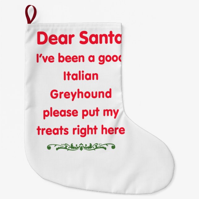 Grande Chaussette De Noël bon lévrier italien (Devant)