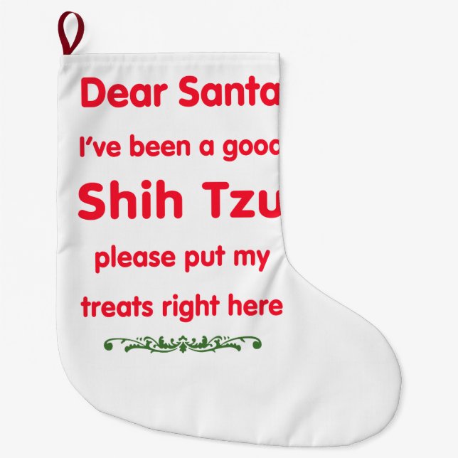 Grande Chaussette De Noël bon Shih Tzu (Devant)