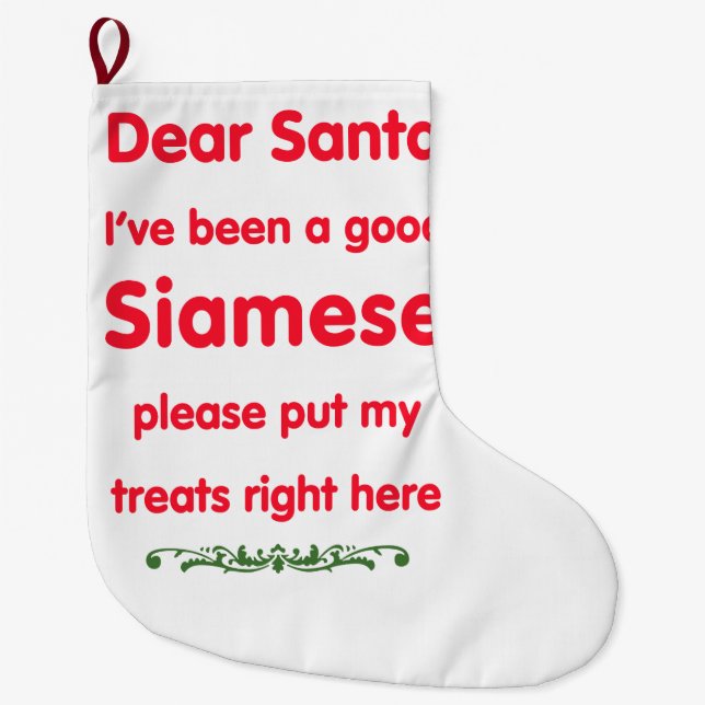 Grande Chaussette De Noël bon siamois (Devant)