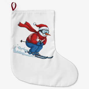 Grande Chaussette De Noël Bonhomme de neige skieur Noël 2026 Vacances Sports