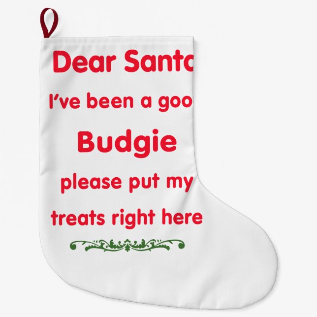 Grande Chaussette De Noël bonne perruche (Devant)