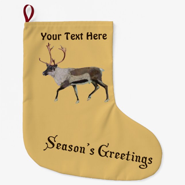 Grande Chaussette De Noël Bonnes Fêtes - Caribou des bois (Devant)