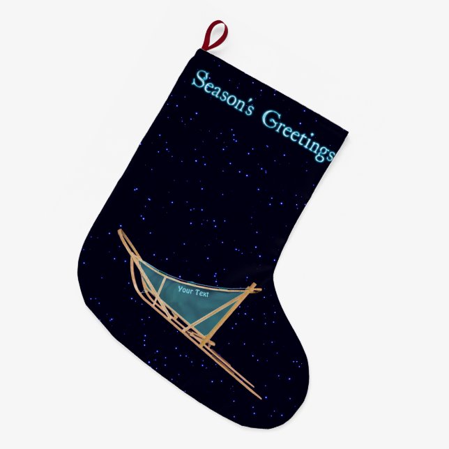 Grande Chaussette De Noël Bonnes Fêtes - traîneau à chiens (Devant (Accrochage))
