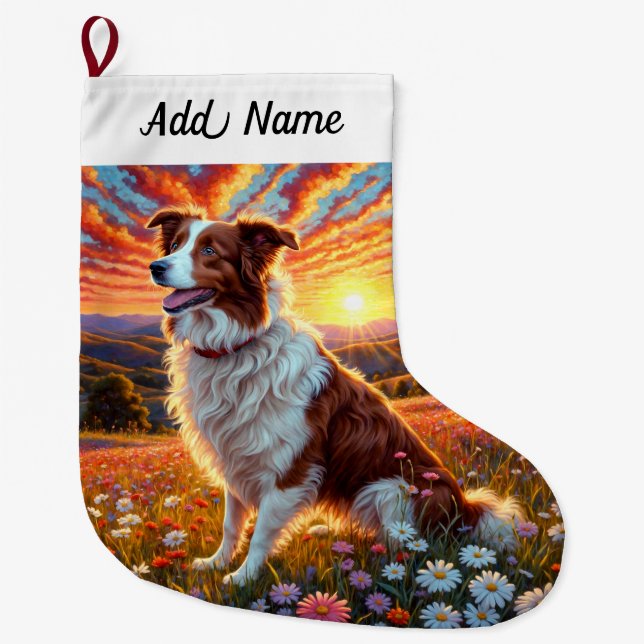 Grande Chaussette De Noël Border Collie Dog (Devant)