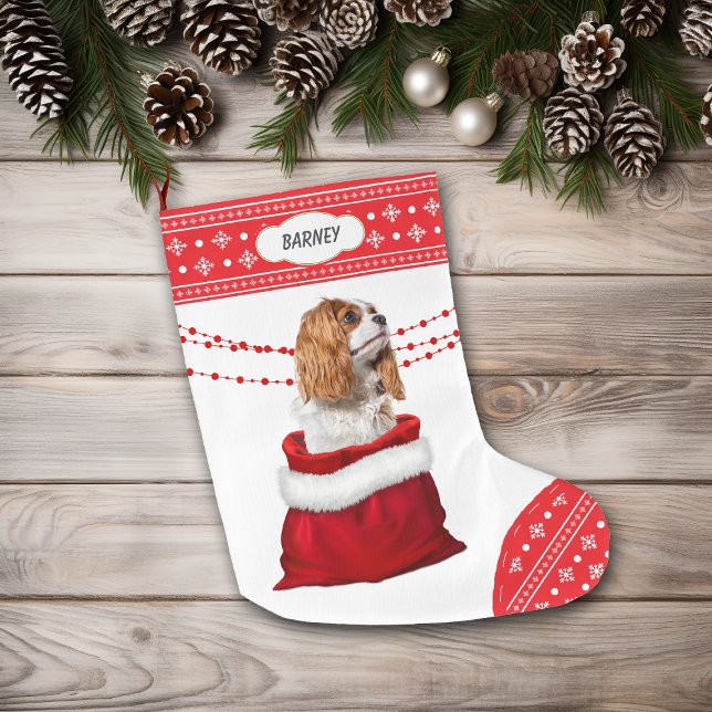 Grande Chaussette De Noël Bordure du canard espagnol Cavalier King Charles (Créateur téléchargé)