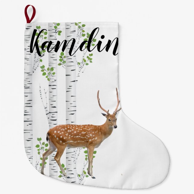 Grande Chaussette De Noël Bouc de bois de cerf de Virginie (Devant)
