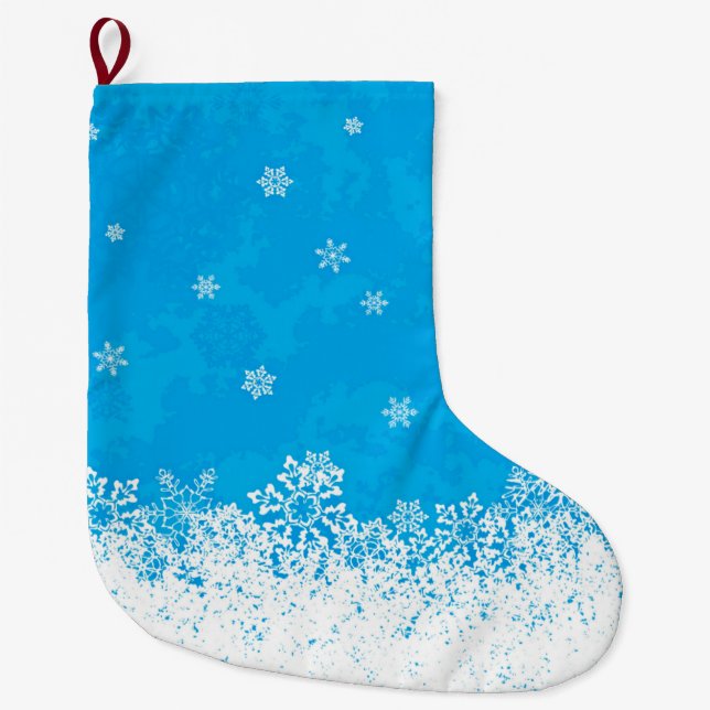 Grande Chaussette De Noël Bouche de Noël bleu neige (Devant)