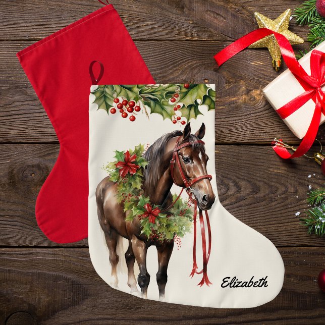 Grande Chaussette De Noël Bouche de Noël personnalisée de la baie Brown (Créateur téléchargé)