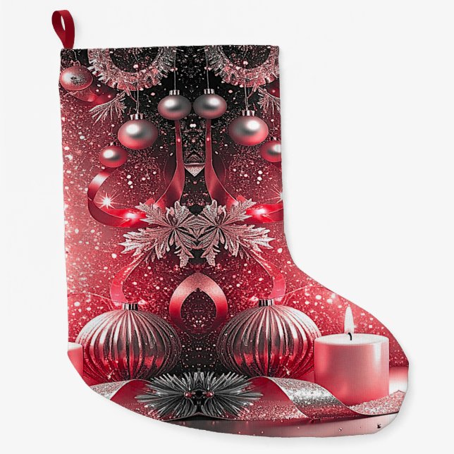 Grande Chaussette De Noël Bougies rouges Bougies décoratives Noël (Devant)