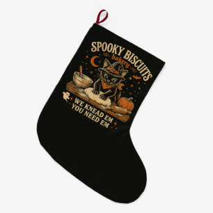 Grande Chaussette De Noël Boulangerie de biscuits effrayants Halloween chat