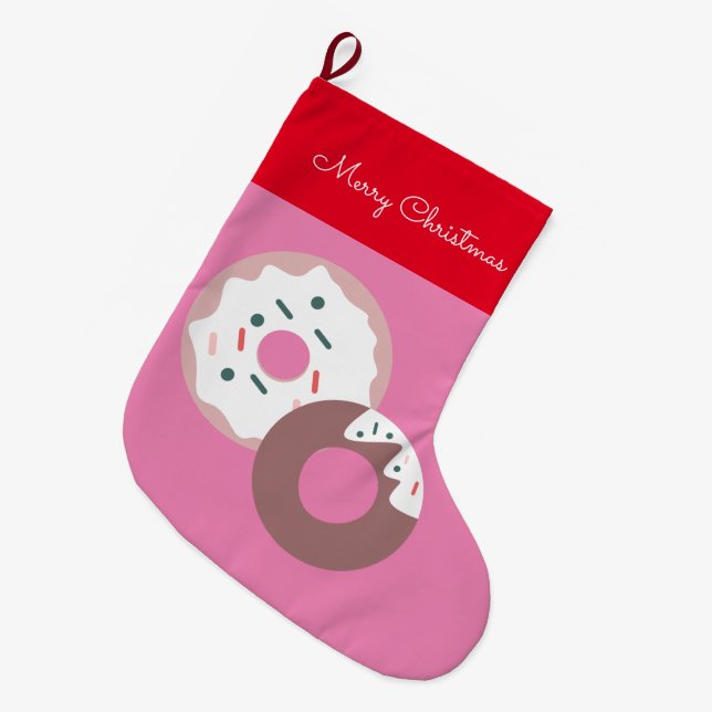 Grande Chaussette De Noël Boulangerie Joyeux Noël beignets de Noël (Devant (Accrochage))