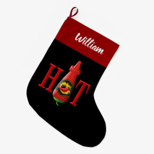 Grande Chaussette De Noël Bouteille de sauce chaude Stocking de Noël