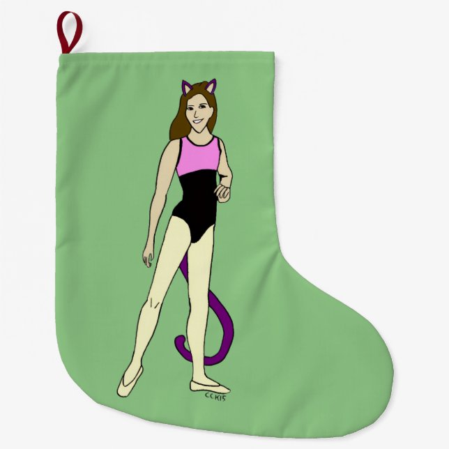 Grande Chaussette De Noël bouton catgirl (Devant)
