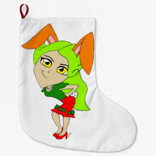 Grande Chaussette De Noël bouton chibi bunnygirl