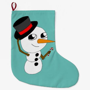 Grande Chaussette De Noël bouton chibi smowman