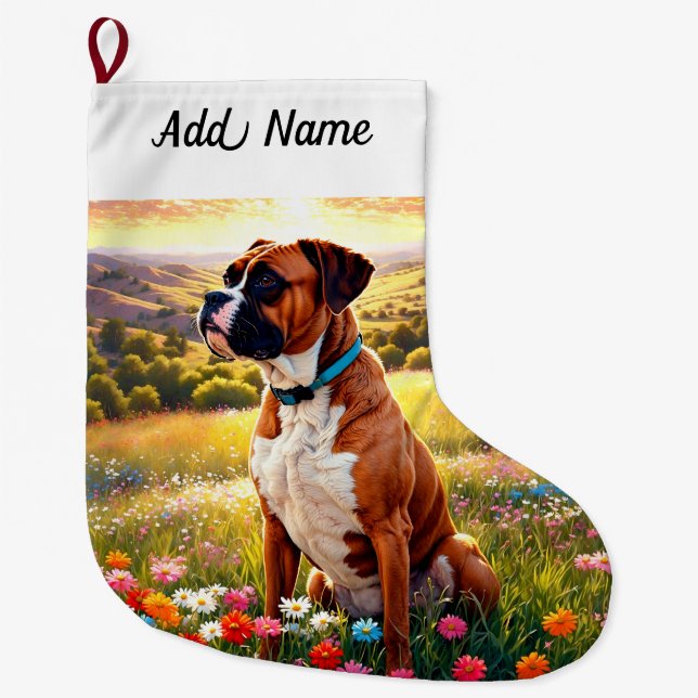 Grande Chaussette De Noël Boxer Dog (Devant)