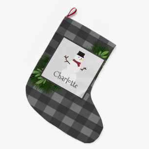Grande Chaussette De Noël Buffle gris de neige Plaid Stocker
