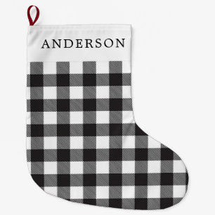 Grande Chaussette De Noël Buffle noir et blanc personnalisé Vérifier les jou